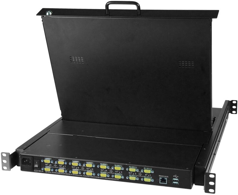 KVM Drawer integrated USB Switch rackmount 1RU keyboard VGA LCD