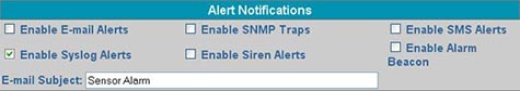 Click 'Enable Syslog Alerts' to send syslog alerts for that sensor