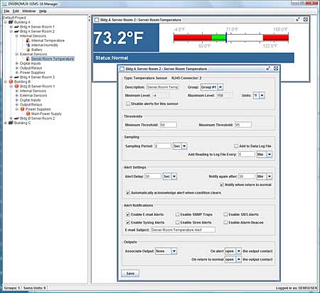 ENVIROMUX-SEMS-16 Management Software with (GUI) Graphical User Interface